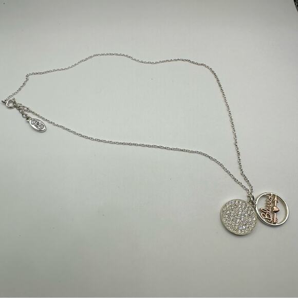 G & G BLESSED Crystal Rhinestone Chain Necklace Silvertone Inspirational Jewelry - Picture 8 of 8